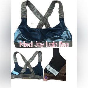 JoyLab Sports Bra SZ M brown silver black cross back